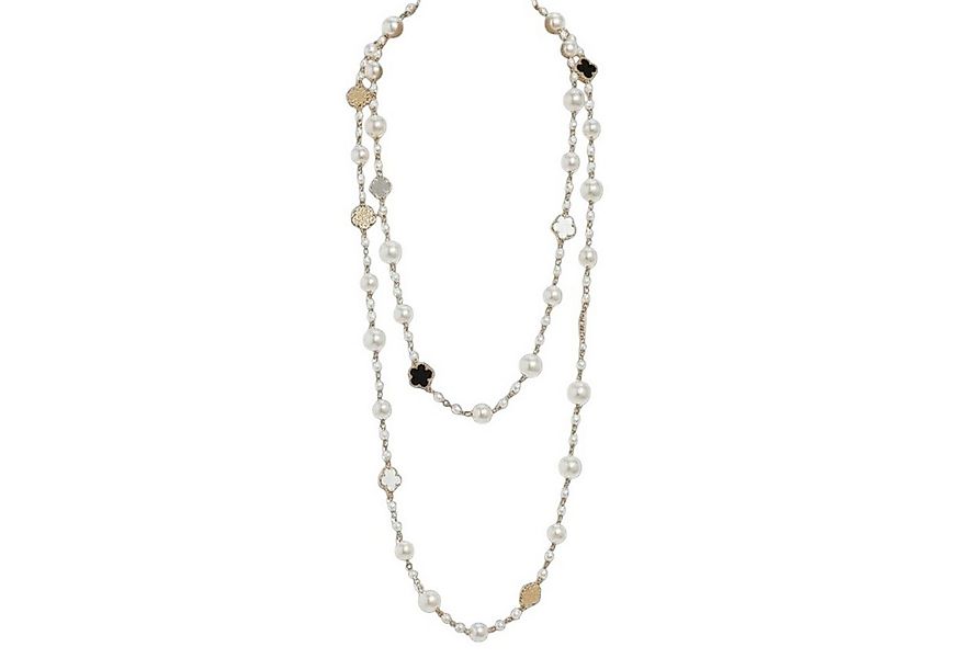 KARMA Lange Kette Damen Pulloverkette 173 cm Perlen Gold Weiß (Set, Geschen günstig online kaufen