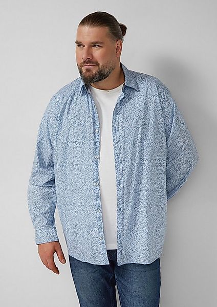 s.Oliver Langarmhemd Hemd Hemd aus Baumwollstretch mit All-over-Print günstig online kaufen