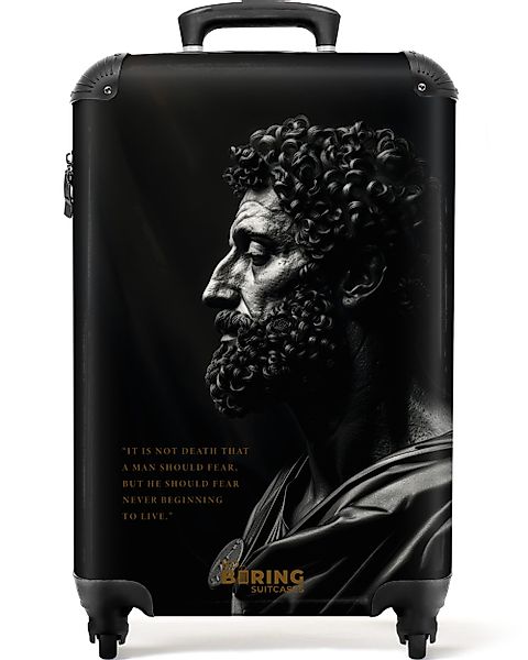NoBoringSuitcases.com© Hartschalen-Trolley Schwarz mit Marcus Aurelius günstig online kaufen