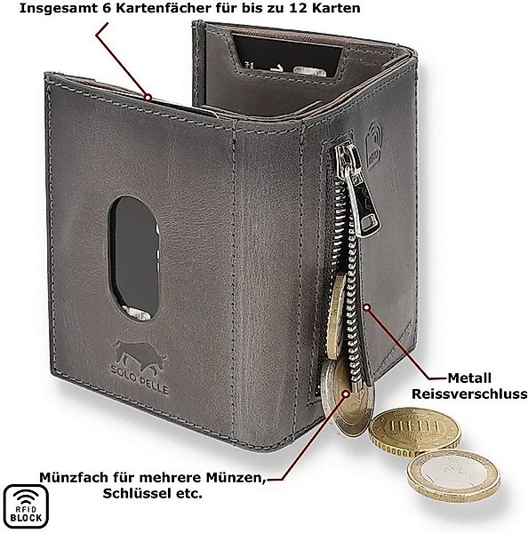 Solo Pelle Brieftasche Slim Wallet mit Münzfach [12 Karten] Slimwallet Riga günstig online kaufen