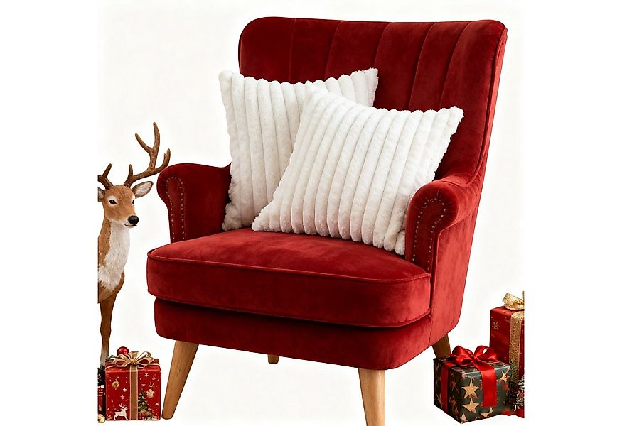 CLTYQ Kissenbezug Gestreift Kissenhülle Sofakissen Doppelseitige Kunstfell- günstig online kaufen