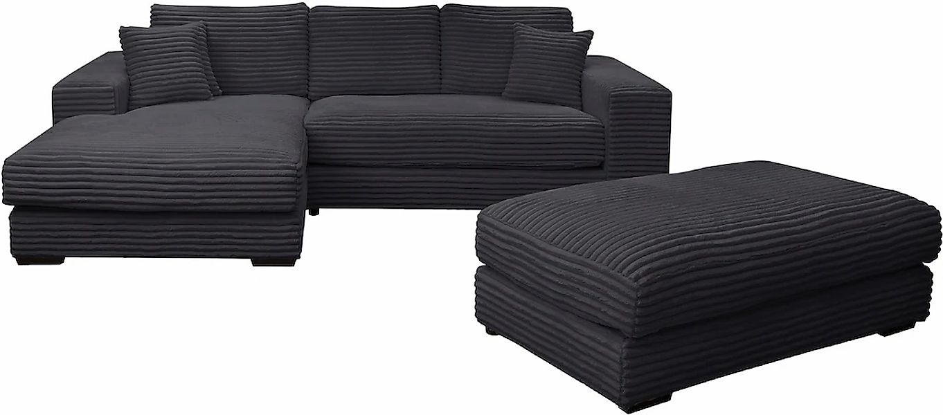WERK2 Polstergarnitur "Eden L-Form + Hocker. Mega Couch Breite 286cm, Cord" günstig online kaufen