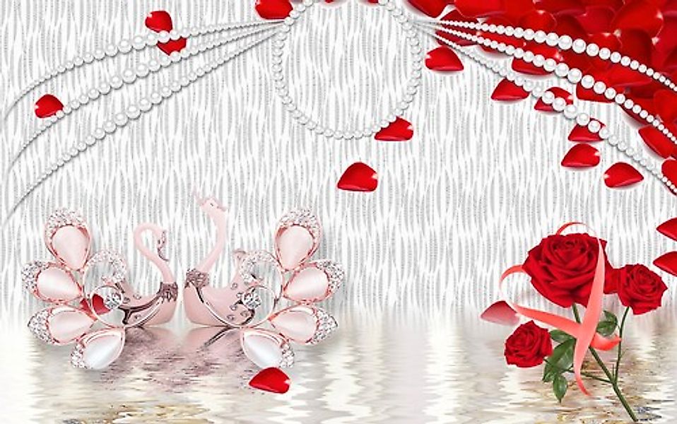 Papermoon Fototapete »Muster mit Rosen« günstig online kaufen