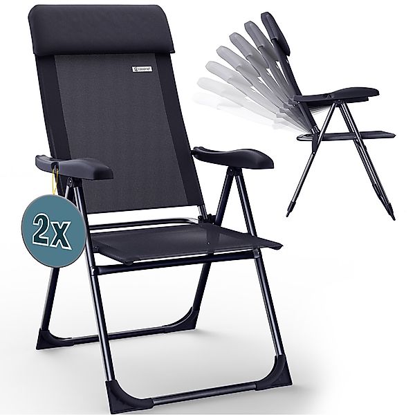 Casaria Gartenstuhl, Klappbar 2er Set 7-fach Verstellbar Alu mit hoher Rück günstig online kaufen