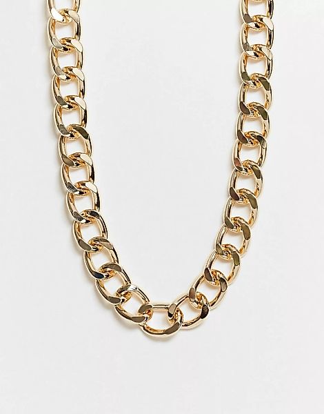 ASOS DESIGN – Goldfarbene Halskette mit 17 mm breiten Kettengliedern günstig online kaufen