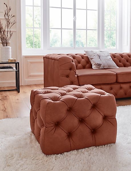 Home affaire Polsterhocker "Kalina", mit klassischer Chesterfield-Knopfheft günstig online kaufen