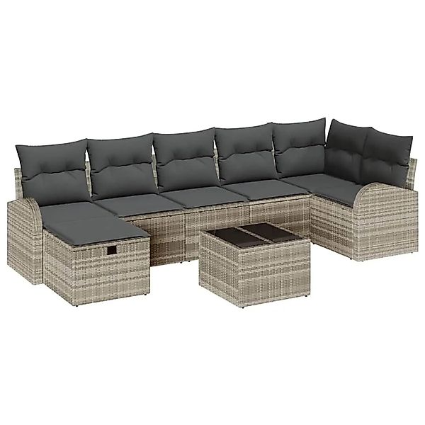 vidaXL Sofa Set mit Kissen mit Speicher Hellgrau Poly-Rattan 3359111 günstig online kaufen