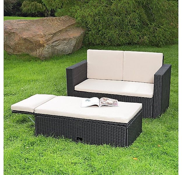 Melko Gartenlounge-Set Gartensofa Lounge Sessel Gartenmöbel Polyrattan Fußb günstig online kaufen