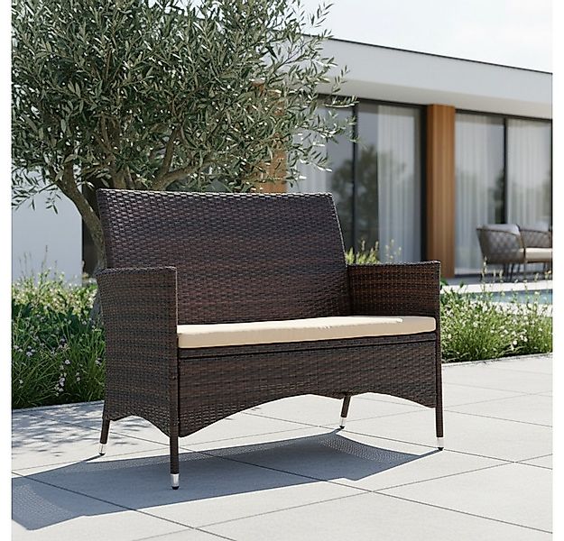 Melko Gartenbank Gartenbank Polyrattan Sitzpolster Rattanbank Bezug Outside günstig online kaufen