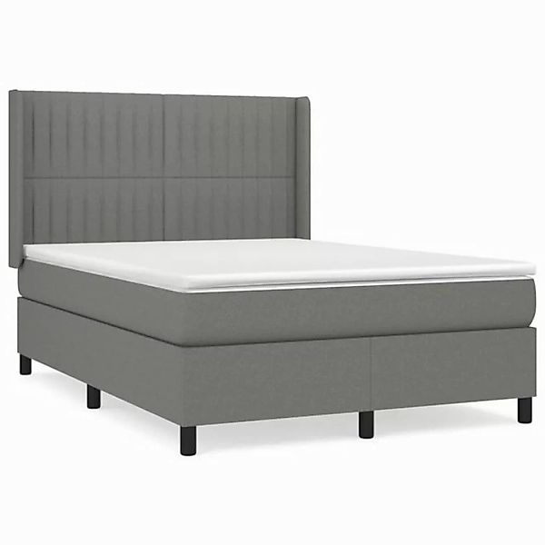 furnicato Bett Boxspringbett mit Matratze Dunkelgrau 140x190 cm Stoff (1-tl günstig online kaufen