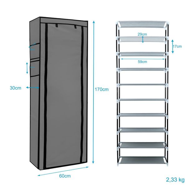 Intirilife Kleiderschrank (Stoffschrank) Faltschrank 170x58x28 cm günstig online kaufen