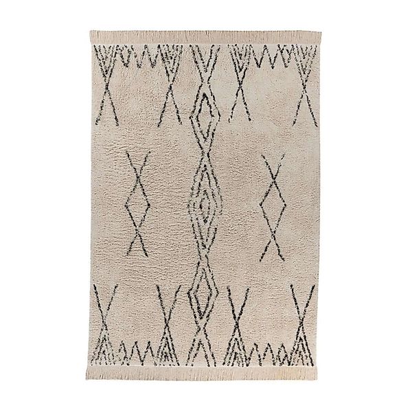 MeGusta Kurzflor Teppich Modern Creme Schwarz pflegeleicht 120 x 170 cm günstig online kaufen