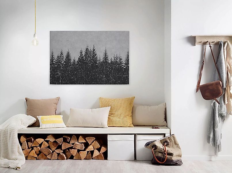 Bricoflor Tannenwald Bild Grau Und Schwarz Industrial Leinwand Bild In Beto günstig online kaufen