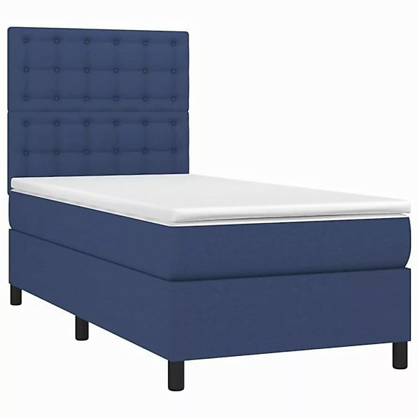 vidaXL Boxspringbett Boxspringbett mit Matratze Blau 100x200 cm Stoff Bett günstig online kaufen