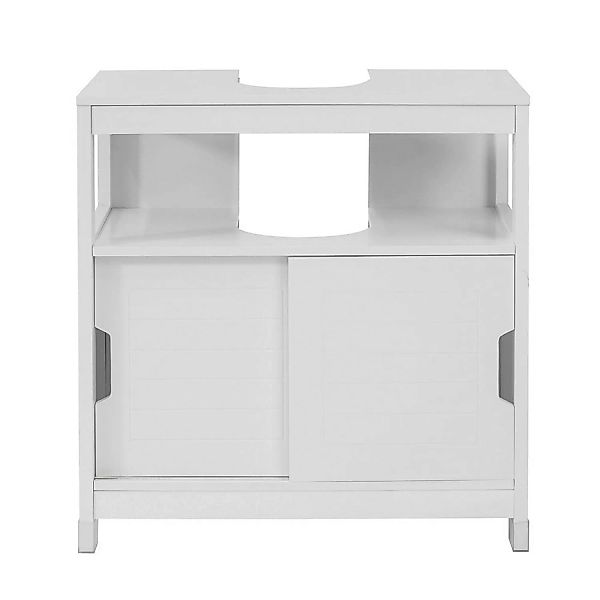 SoBuy Waschbeckenunterschrank mit Fußpolster Holz Weiß 60 cm FRG128-II-W günstig online kaufen