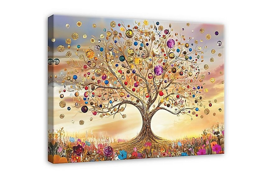 Wallarena Leinwandbild Abstrakt Baum Bunt Leinwand Bilder Wandbild XXL Deko günstig online kaufen