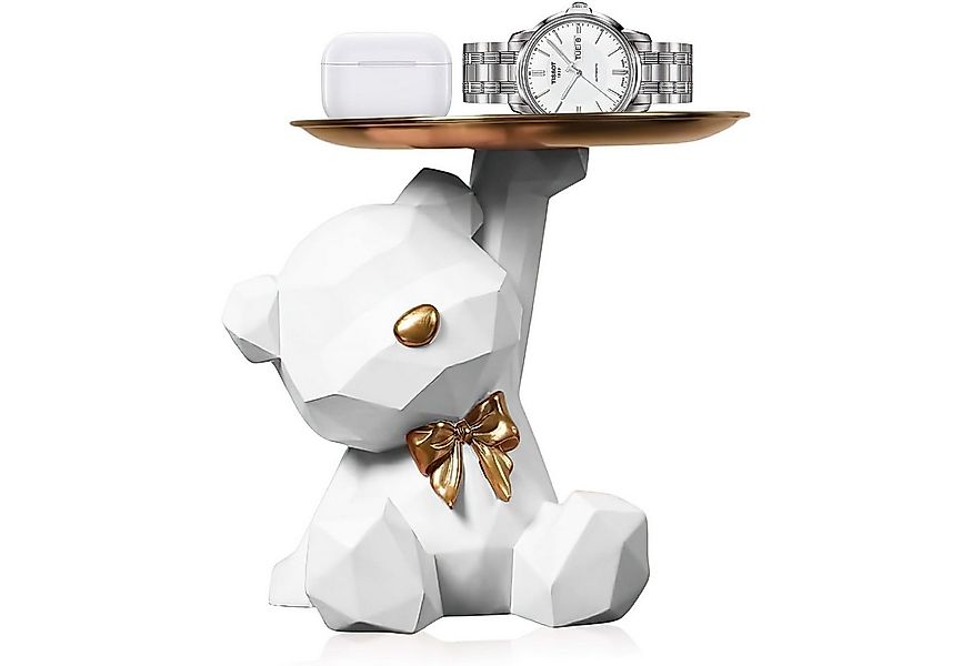 HEYHIPPO Dekotablett Dekofigur Bär mit Tablett – Niedliche weiße Bären-Skul günstig online kaufen