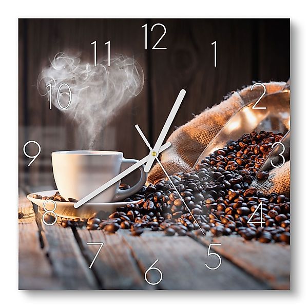 DEQORI Wanduhr 'Rustikale Kaffeeliebe' (Glas Glasuhr günstig online kaufen