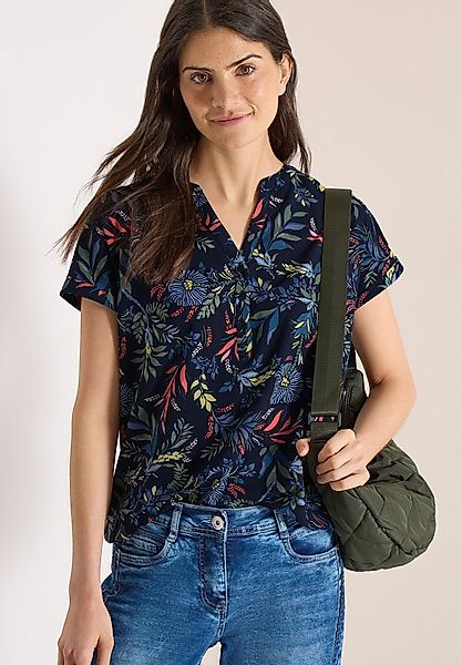 CECIL Kurzarmbluse mit geschlitztem Rundhalsausschnitt günstig online kaufen