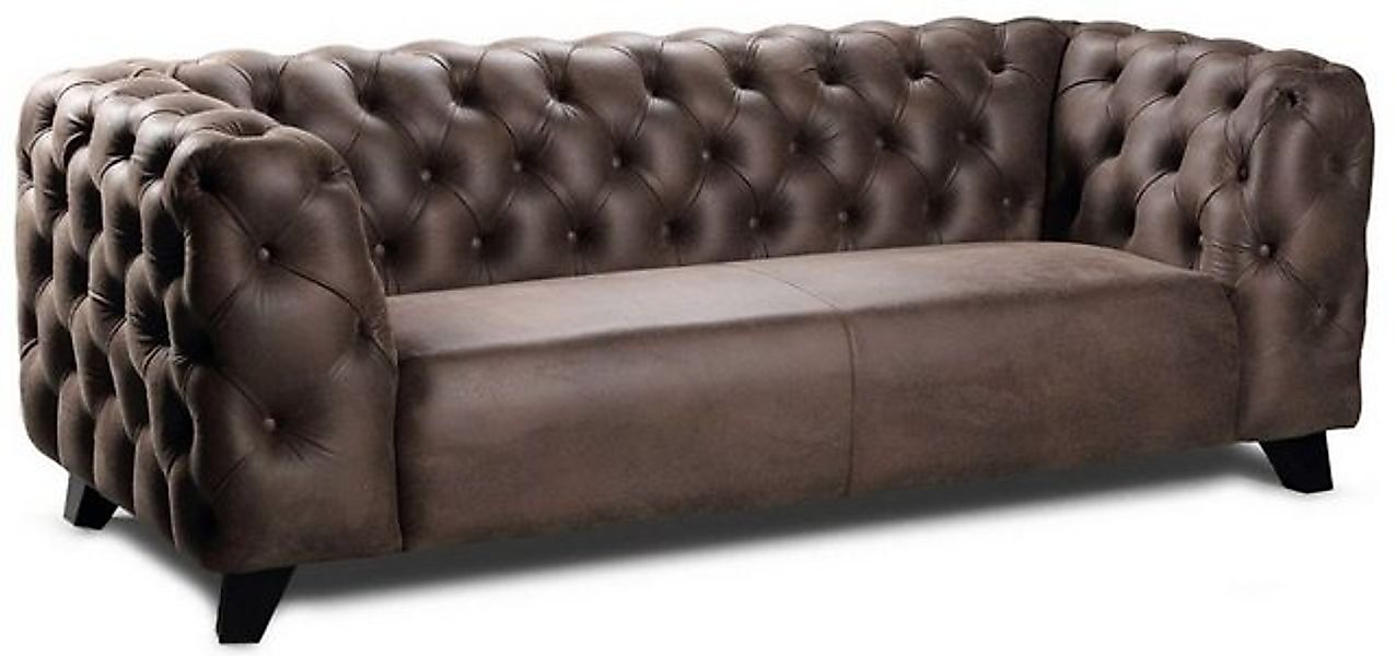 Casa Padrino Chesterfield-Sofa Luxus Chesterfield Leder 3er Sofa Vintage Br günstig online kaufen