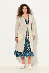 Ulla Popken Strickjacke Long-Strickjacke Bindeband V-Ausschnitt günstig online kaufen