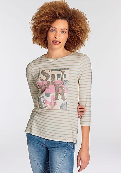 Boysen's 3/4-Arm-Shirt mit Ringelstreifen und glitzernem günstig online kaufen