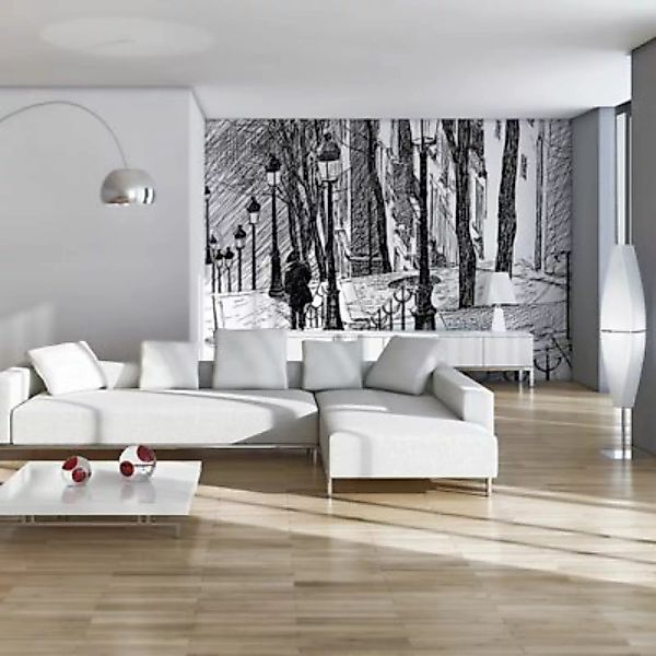 artgeist Fototapete Treppe - Montmartre schwarz/weiß Gr. 250 x 193 günstig online kaufen