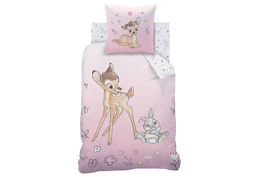 Familando Kinderbettwäsche Disney Bambi rosa 135x200 80x80 cm aus 100% Baum günstig online kaufen