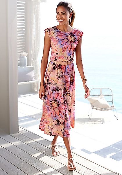 LASCANA Midikleid mit Rüschenärmeln günstig online kaufen