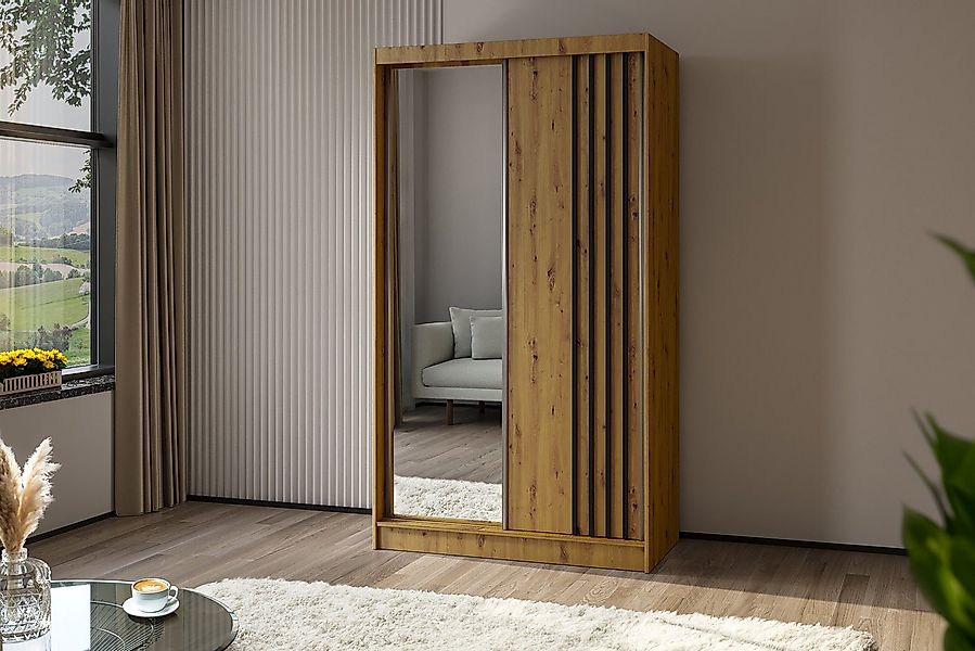 ALTDECOR Schiebetürenschrank NALLA Spiegel Spiegeltüren Lamellen Schwebetür günstig online kaufen