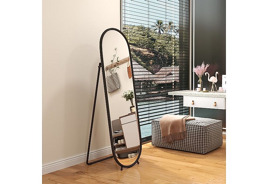 HOMCOM Standspiegel 160 x 40 cm, mit Ständer (Ganzkörperspiegel aus Metall, günstig online kaufen