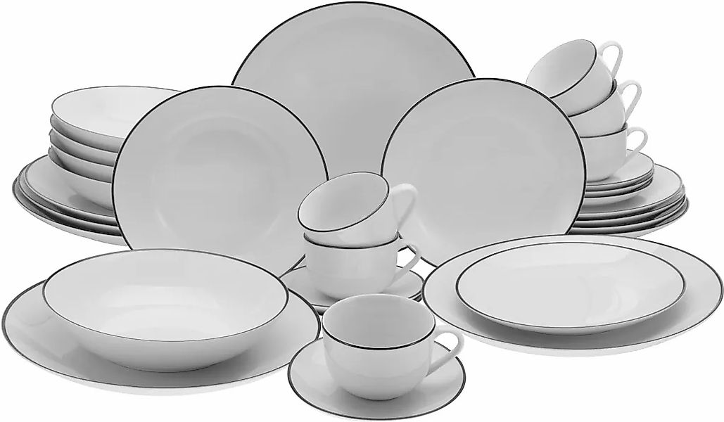 CreaTable Kombiservice "Luna Black Line" handgemaltes Liniendekor günstig online kaufen