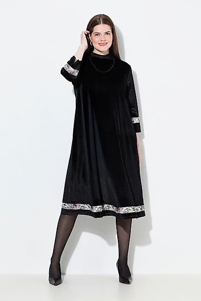 Ulla Popken Midikleid Samtkleid Schmuckkette Stehkragen günstig online kaufen