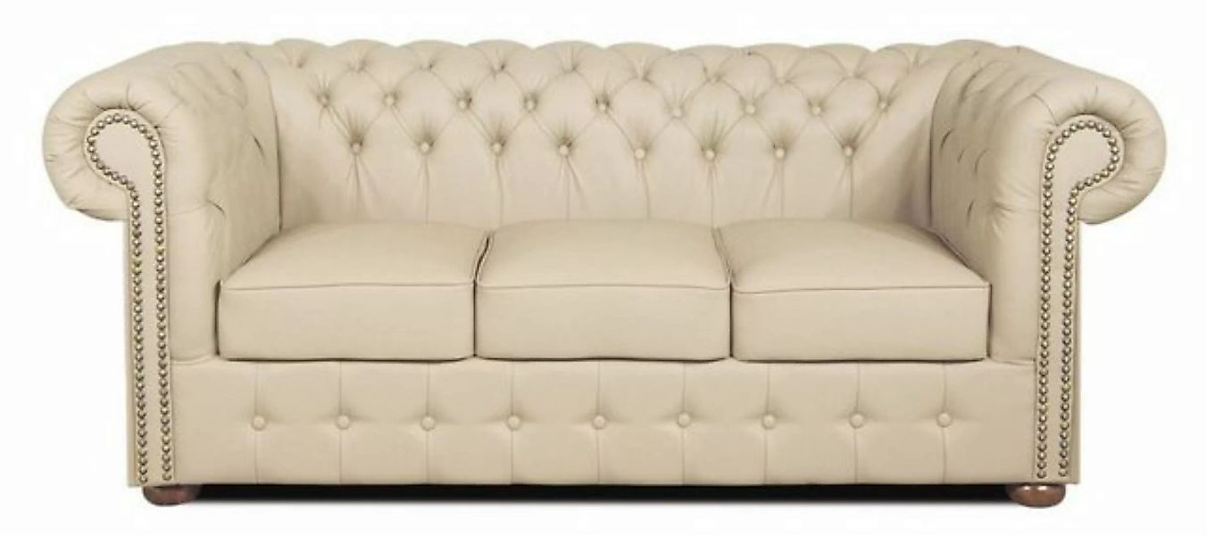 Casa Padrino 3-Sitzer Echtleder 3er Sofa Creme 200 x 90 x H. 78 cm - Luxus günstig online kaufen