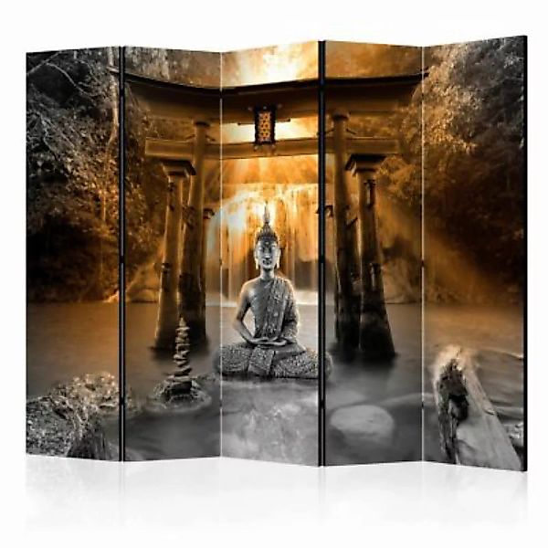 artgeist Paravent Buddha Smile (Orange) II [Room Dividers] mehrfarbig Gr. 2 günstig online kaufen