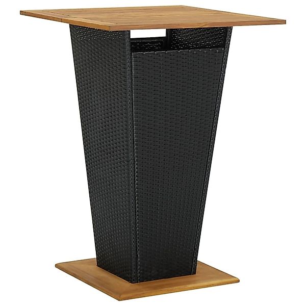 vidaXL Bartisch Schwarz 80x80x110 cm Poly Rattan und Massivholz Akazie 3134 günstig online kaufen