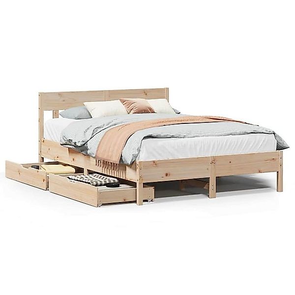 vidaXL Bett, Massivholzbett ohne Matratze 135x190 cm Kiefernholz günstig online kaufen