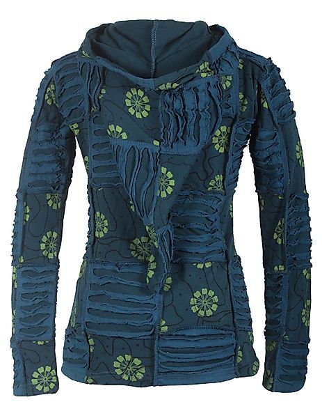 Vishes Kapuzensweatjacke Bestickte Blumen Patchworkjacke mit günstig online kaufen