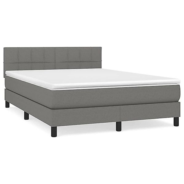 vidaXL Boxspringbett Boxspringbett mit Matratze Dunkelgrau 140x200 cm Stoff günstig online kaufen