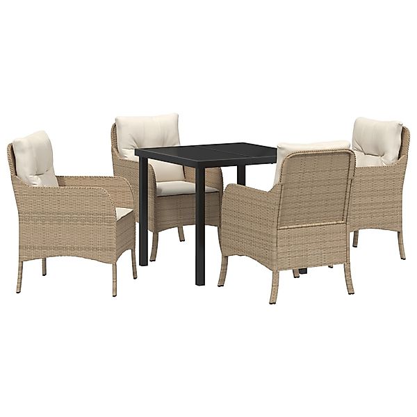 vidaXL 5-Teiliges Garten-Ess-Set mit Kissen in Beige Poly Rattan 3380170 günstig online kaufen