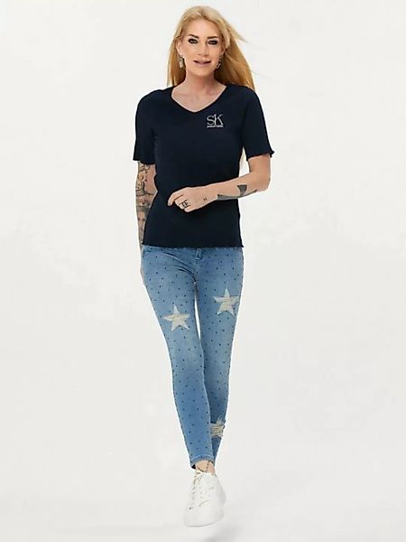 Sarah Kern Skinny-fit-Jeans Denim-Hose figurbetont mit Strasssteinverzierun günstig online kaufen