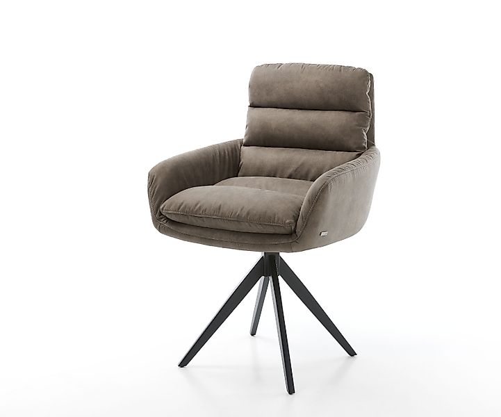 Esszimmerstuhl Abelia-Flex mit Armlehnen Mikrofaser Taupe Vintage Kreuzgest günstig online kaufen