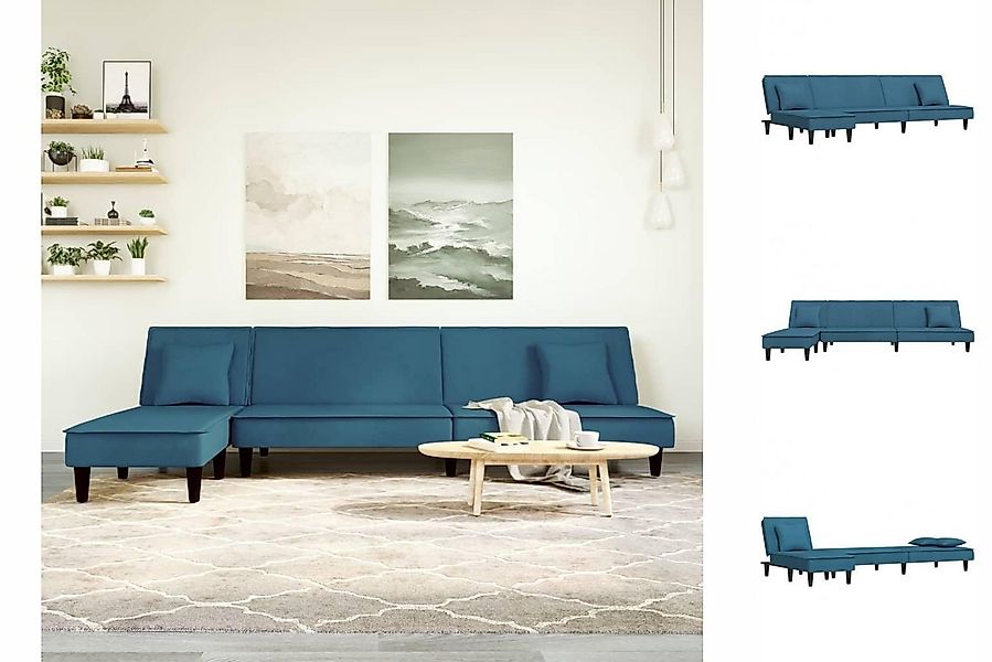 vidaXL Sofa Schlafsofa in L-Form Blau 255x140x70 cm Samt günstig online kaufen
