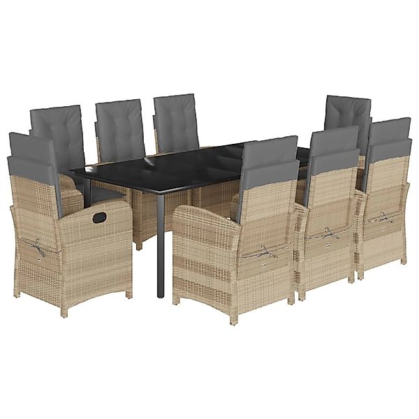 vidaXL 9-Tlg Garten-Essgruppe mit Kissen Beigemischung Poly Rattan 3212409 günstig online kaufen