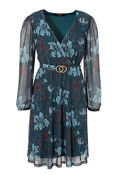 Aniston CASUAL Blusenkleid, mit dekorativer Brosche am fixiertem Bindegürte günstig online kaufen