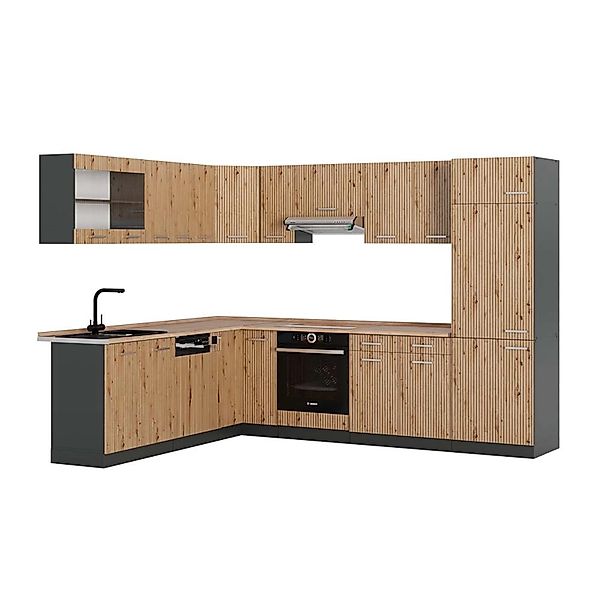 Vicco R-Line Eckküche Artisan Eiche/Anthrazit 227 x 287 cm AP Eiche günstig online kaufen
