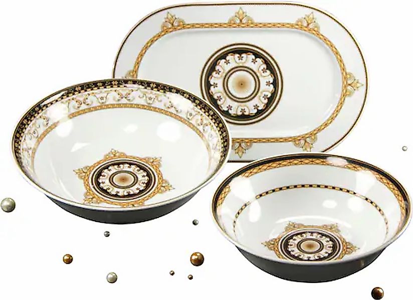 CreaTable Servier-Set "Majestosa" Dekor schwarz abgesetzt günstig online kaufen