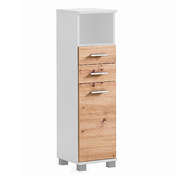 Schildmeyer Highboard Palermo HB 300 Weiß-Eiche 110,5 cm x 32,6 cm x 30,3 c günstig online kaufen