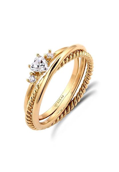 Elli Ring-Set Ringset Herz Zirkonia Weiß 925 Sterling Silber günstig online kaufen