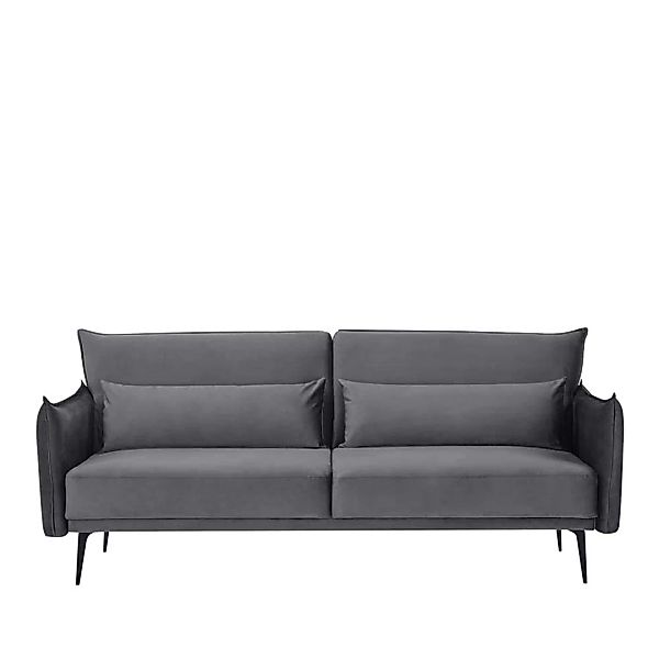 Ausklappbares Sofa modern in Grau Samt Vierfußgestell aus Metall günstig online kaufen